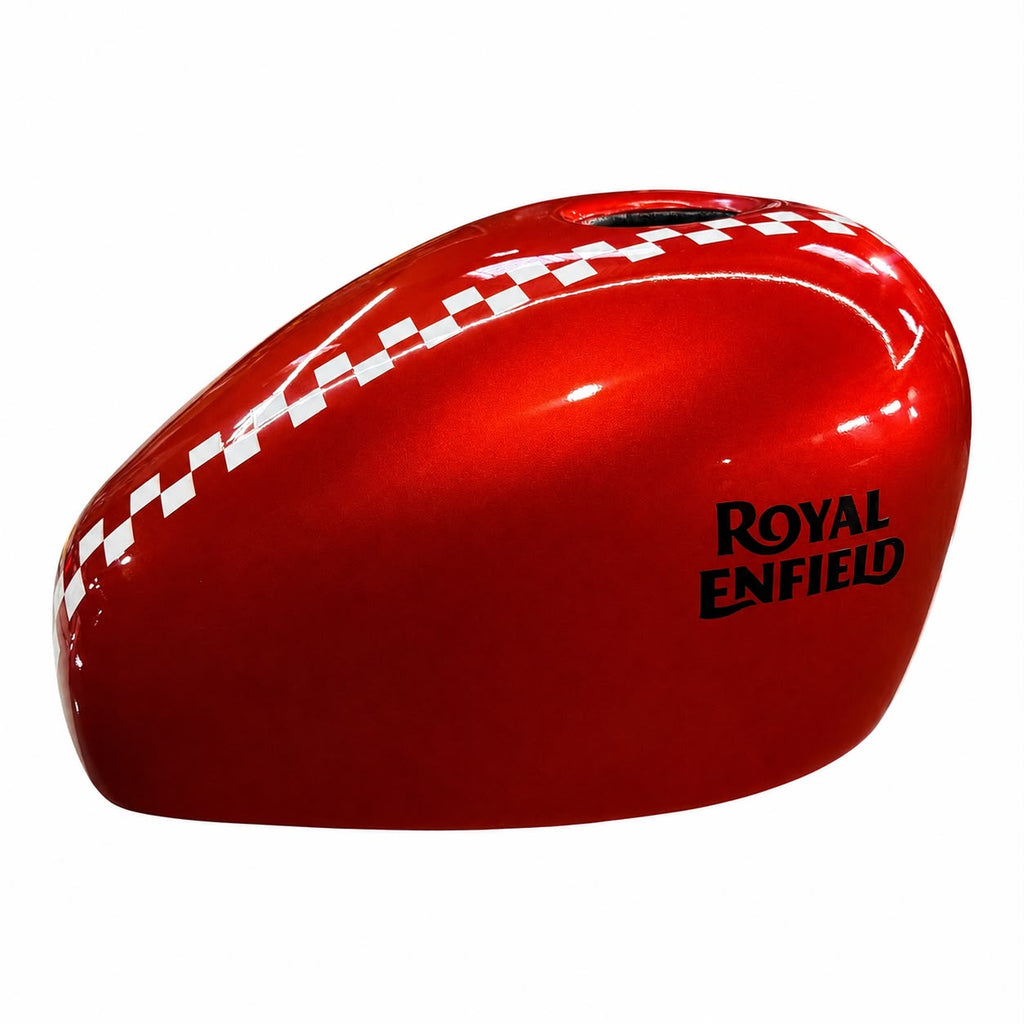 CANDY ORANGE RACING — Candy Orange & White Stripe | Tank Cover Royal Enfield | SimonKustom