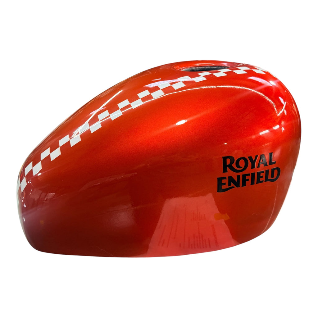 CANDY ORANGE RACING — Candy Orange & White Stripe | Tank Cover Royal Enfield | SimonKustom