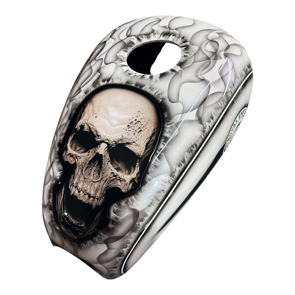 SKULL PHANTOM SILVER — Royal Enfield Tank Cover | SimonKustom